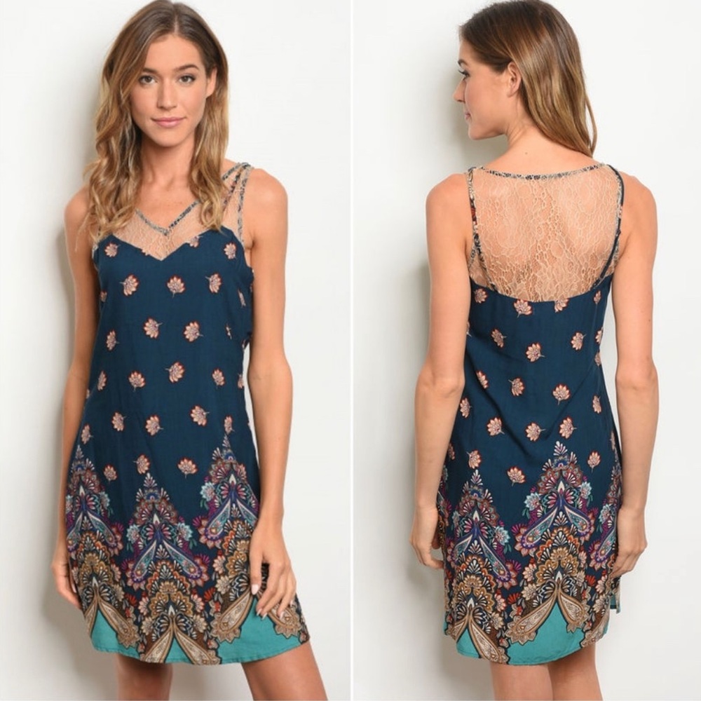 Navy & Lace Tank Dress